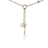 Christian Dior CD Gold Rhinestone Pearl Drop Necklace Costume Jewellery